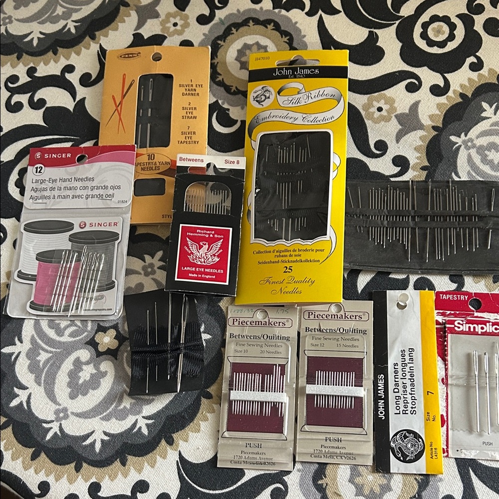 Large variety of hand, sewing needles from quilting to darning